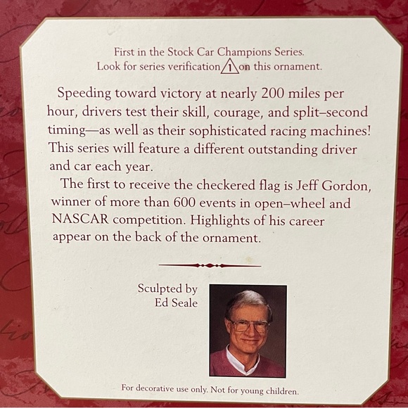 Vintage Hallmark Jeff Gordon Handcrafted Christmas Ornament 1997 in Box - Picture 10 of 12